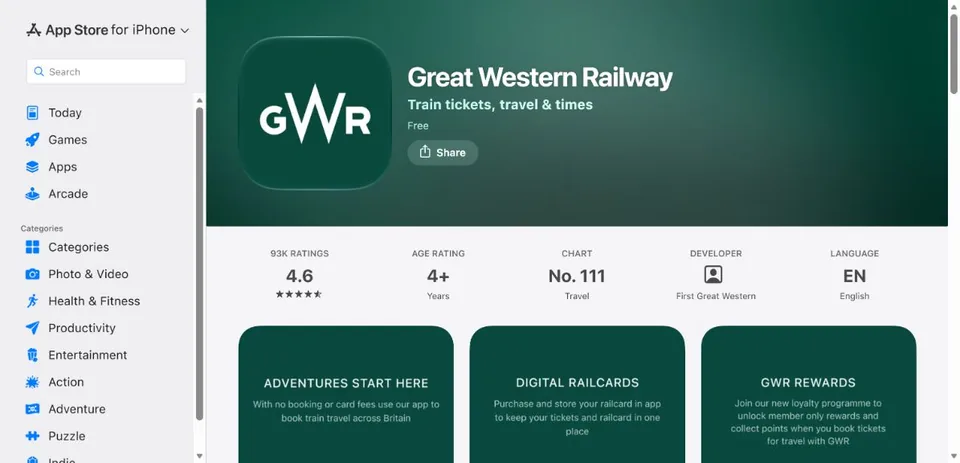 Great Western Railway — Official UK App Store page · Great Western Railway