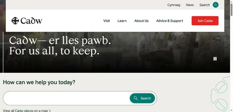 Cadw — Official website screenshot