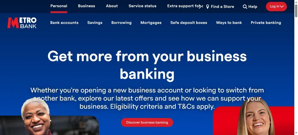 Metro Bank — Official website screenshot