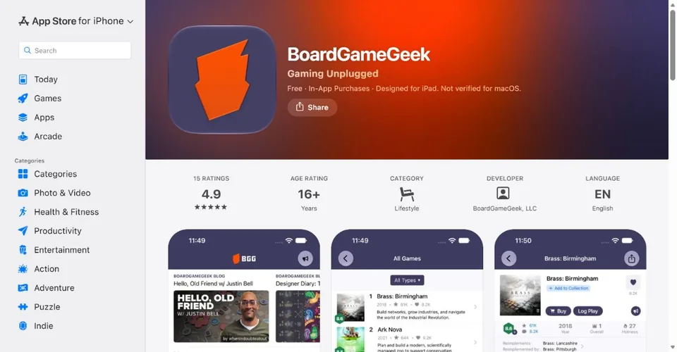 BoardGameGeek — Official UK App Store page · BoardGameGeek