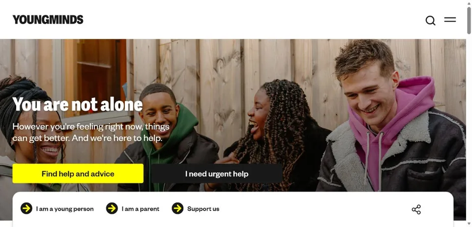 YoungMinds — Official website screenshot