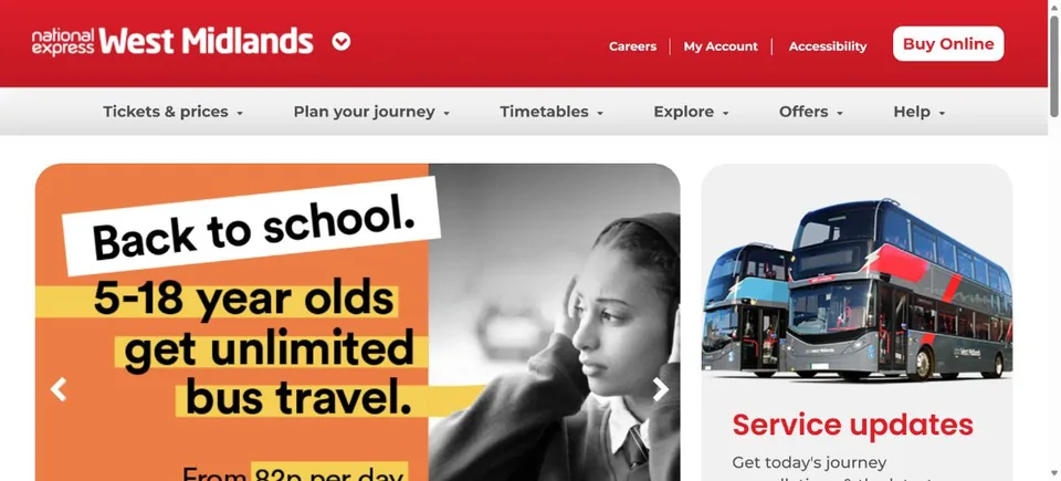 National Express West Midlands — Official website screenshot
