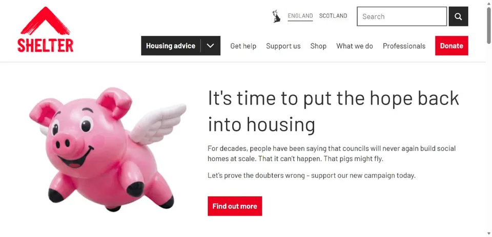 Shelter England — Official website screenshot