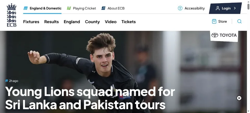 England and Wales Cricket Board — Official website screenshot