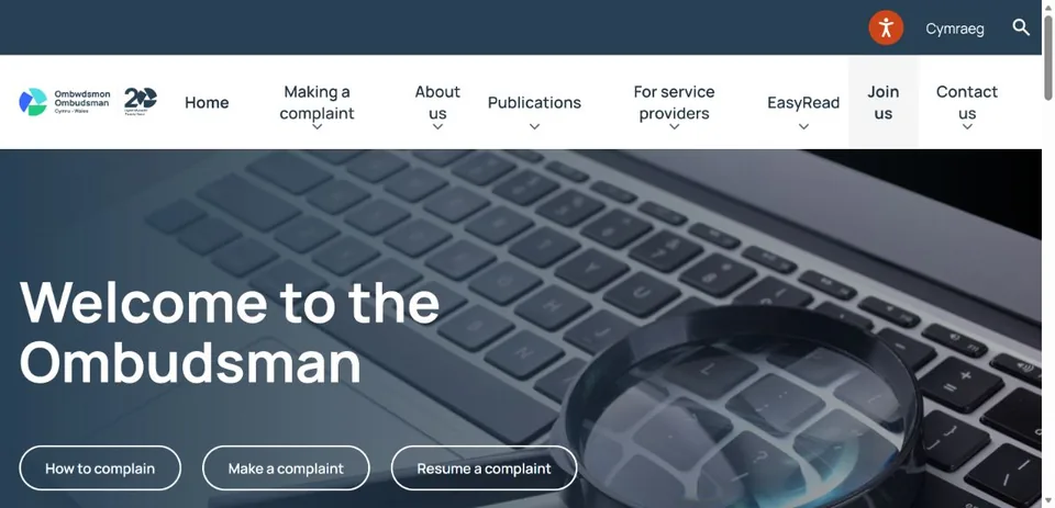 Public Services Ombudsman for Wales — Official website screenshot
