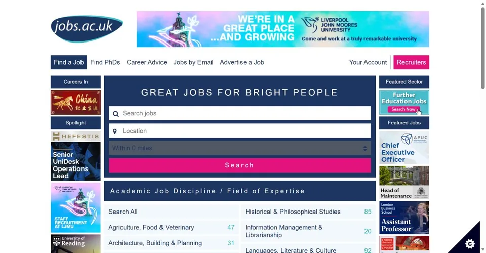 jobs.ac.uk — Official website screenshot