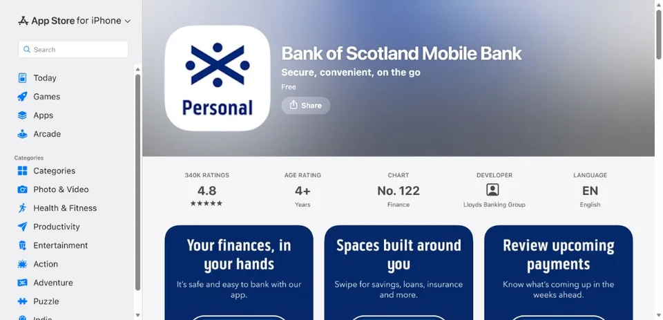 Bank of Scotland — Official UK App Store page · Bank of Scotland Mobile Bank