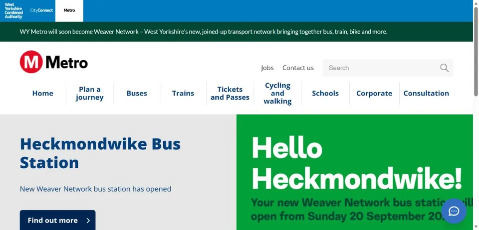 West Yorkshire Metro — Official website screenshot