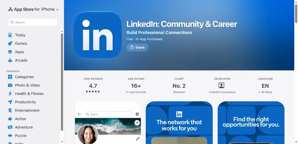 LinkedIn — Official UK App Store page · LinkedIn: Community & Career