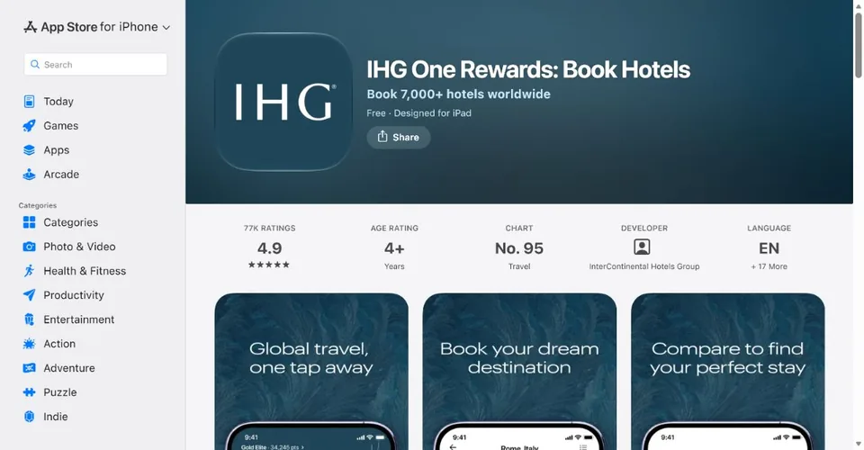 IHG — Official UK App Store page · IHG One Rewards: Book Hotels