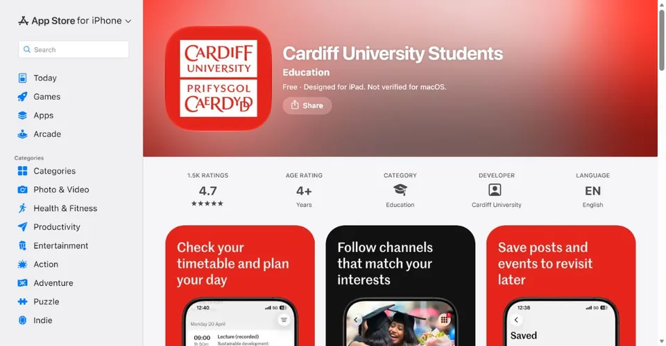 Cardiff University — Official UK App Store page · Cardiff University Students