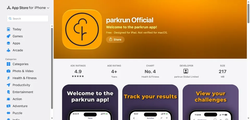 parkrun UK — Official UK App Store page · parkrun Official