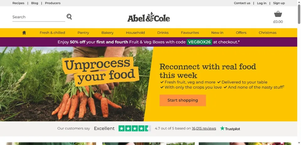 Abel & Cole — Official website screenshot