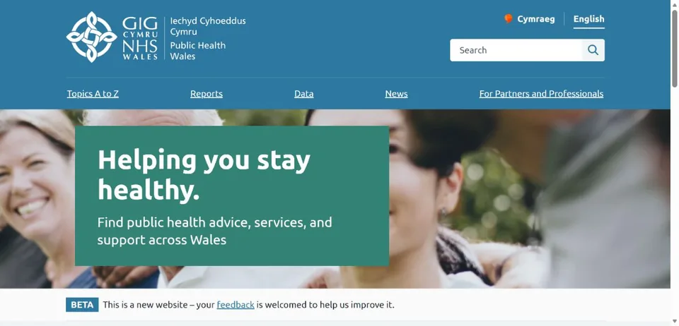 Public Health Wales — Official website screenshot