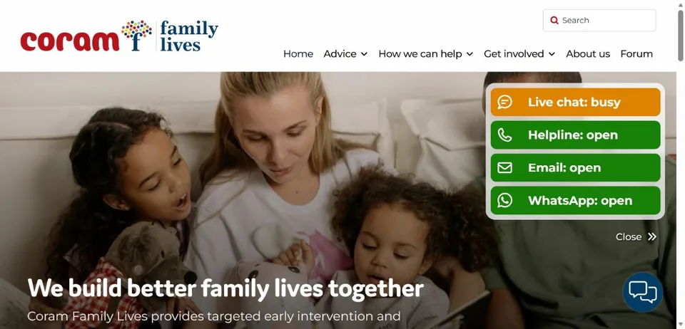 Coram Family Lives — Official website screenshot