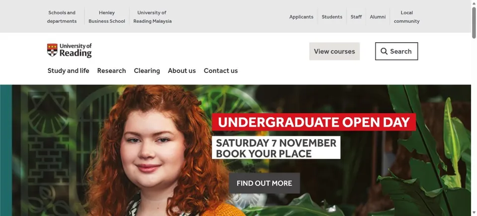 University of Reading — Official website screenshot
